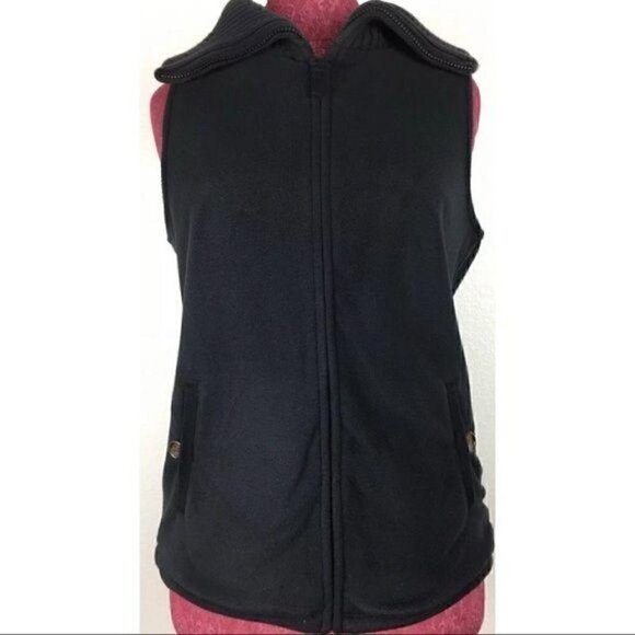LandsEnd Zip Vest Small 6 8 Outdoor Black Pockets - Picture 1 of 8